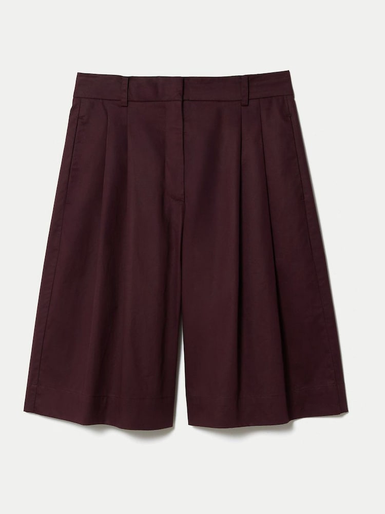 Jigsaw Purple Cotton Double Pleated Shorts - Image 5 of 5 Jigsaw Purple Cotton Double Pleated Shorts - Image 5 of 5