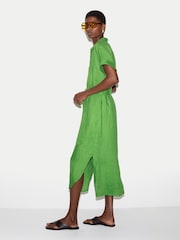 Jigsaw Green Linen Midi Shirt Dress - Image 2 of 6