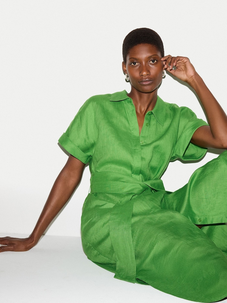 green linen dress women Mira Linen Dress