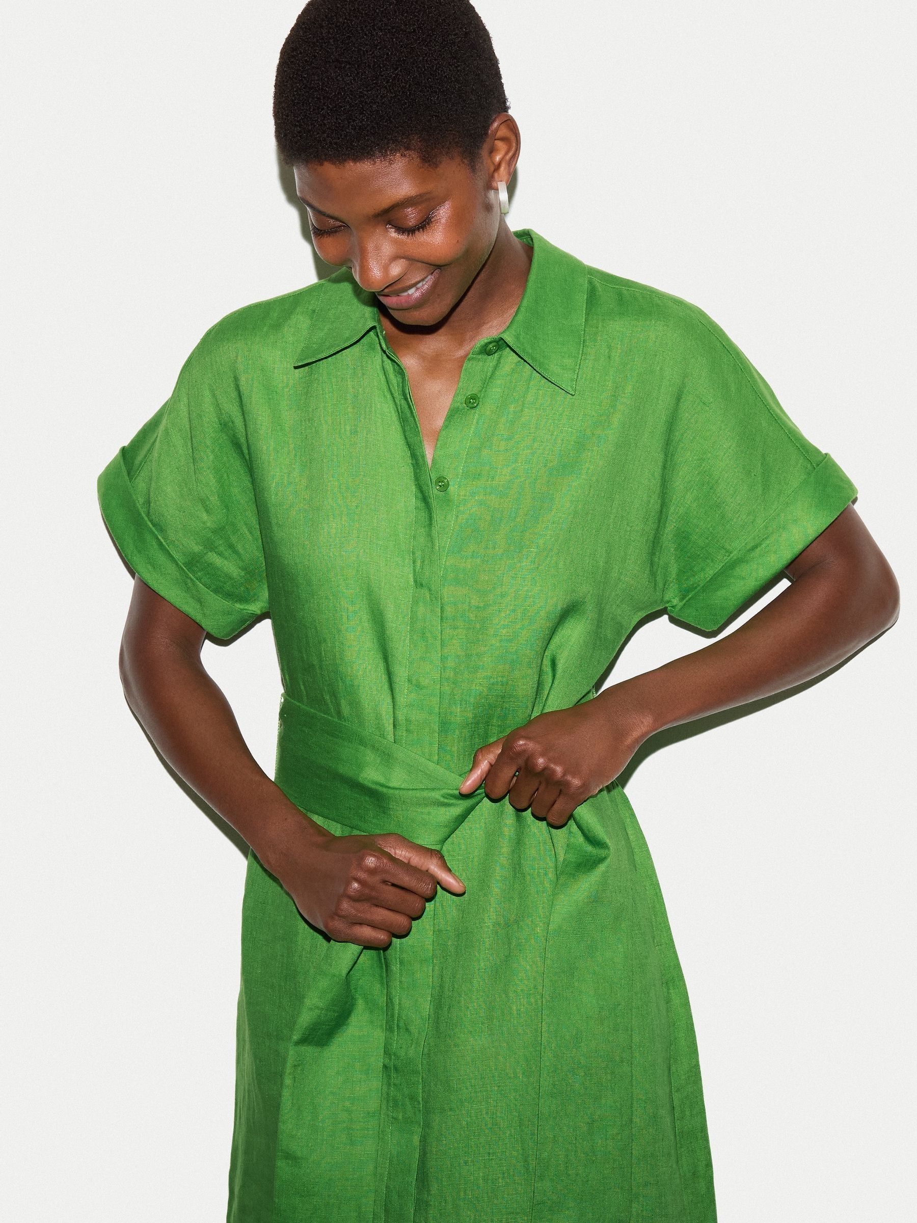 Buy Jigsaw Green Linen Midi Shirt Dress from Next USA