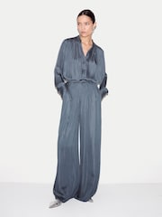 Jigsaw Blue Satin Pleated Top - Image 3 of 6