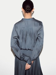 Jigsaw Blue Satin Pleated Top - Image 4 of 6