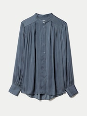 Jigsaw Blue Satin Pleated Top - Image 6 of 6