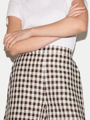Jigsaw Brown Mara Linen Checked Shorts - Image 4 of 5