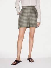 Jigsaw Green Mara Linen Checked Shorts - Image 1 of 6