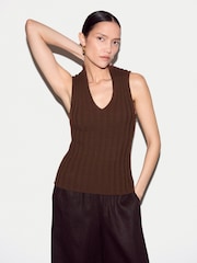 Jigsaw Brown Cotton 90's Rib Tank - Image 1 of 6