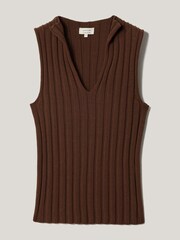 Jigsaw Brown Cotton 90's Rib Tank - Image 6 of 6