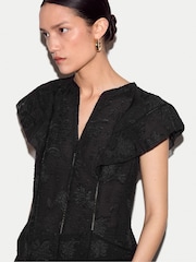 Jigsaw Black Floral Jacquard Top - Image 2 of 5