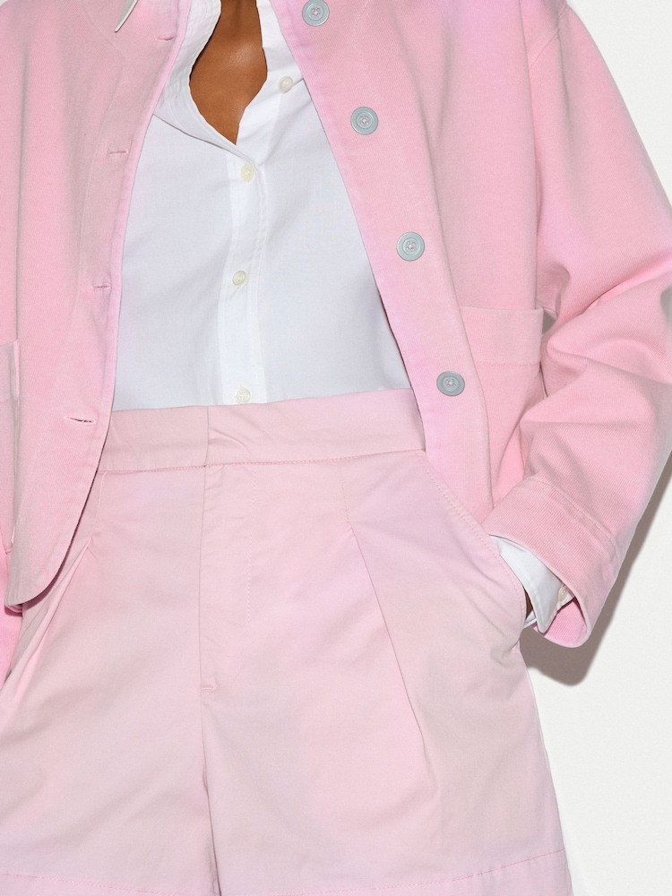 Jigsaw Pink Cotton Pleat Front Chino Shorts - Image 2 of 5 Jigsaw Pink Cotton Pleat Front Chino Shorts - Image 2 of 5