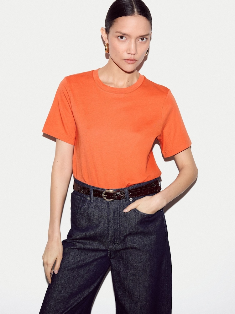 Jigsaw Orange Supima Cotton Crew Neck T-Shirt - Image 1 of 5