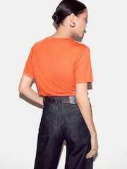 Jigsaw Orange Supima Cotton Crew Neck T-Shirt - Image 4 of 5