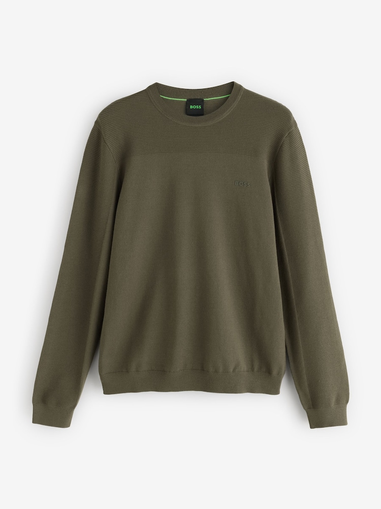 BOSS Green Momentum Textured Detail Logo Jumper - Image 1 of 1 BOSS Green Momentum Textured Detail Logo Jumper - Image 1 of 1