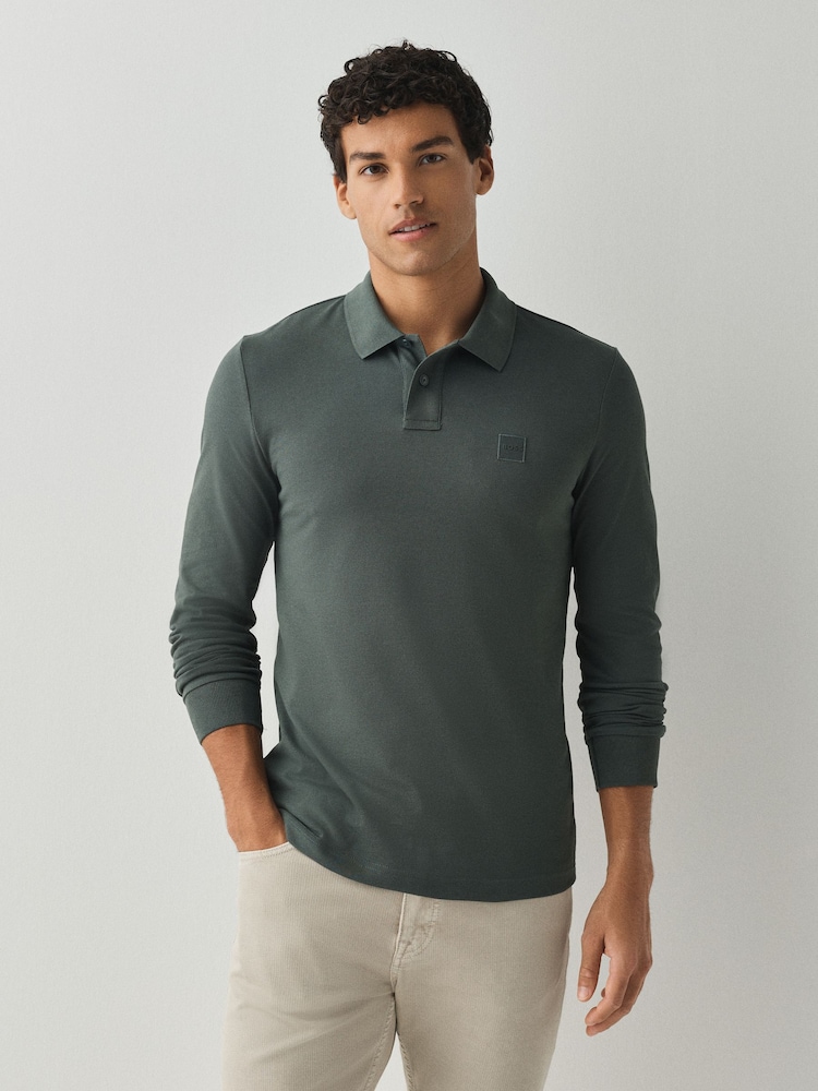 Zaļš - BOSS Passerby Box Logo polo krekls ar garām piedurknēm - Attēls 2 no 5