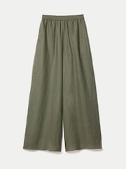 Jigsaw Green Linen Wide Leg Palazzo Trousers - Image 6 of 6