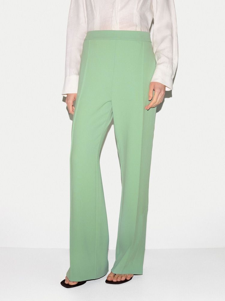 Jigsaw Green Crepe Split Hem Trousers - Image 1 of 6 Jigsaw Green Crepe Split Hem Trousers - Image 1 of 6
