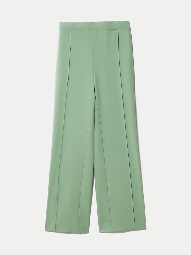 Jigsaw Green Crepe Split Hem Trousers - Image 6 of 6 Jigsaw Green Crepe Split Hem Trousers - Image 6 of 6