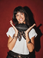 Rockett St George Black Sparkle Lips-Shaped Clutch - Image 3 of 4