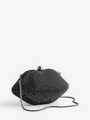 Rockett St George Black Sparkle Lips-Shaped Clutch - Image 5 of 9