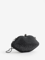 Rockett St George Black Sparkle Lips-Shaped Clutch - Image 6 of 9