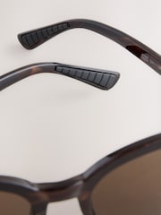 Tortoiseshell Brown Round Sunglasses - Image 4 of 4