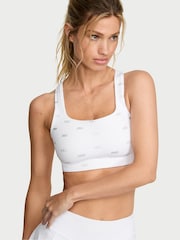 Victoria's Secret White & Silver Square Neck RacketCool™ Medium Impact Sports Bra - Image 1 of 2