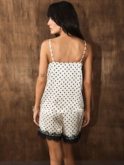 Rockett St George Cream/Black Spot Butterfly Lace Cami Shorts Pyjamas Set - Image 4 of 7