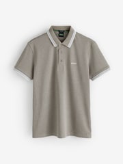 BOSS Beige Regular-Fit Paddy Tipped Collar Polo Shirt - Image 1 of 1