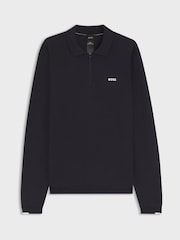 BOSS Blue Long Sleeve Regular Fit Ever Zip Neck Polo Shirt - Image 1 of 1