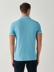 BOSS Sky Blue Regular-Fit Paddy Tipped Collar Polo Shirt - Image 2 of 4