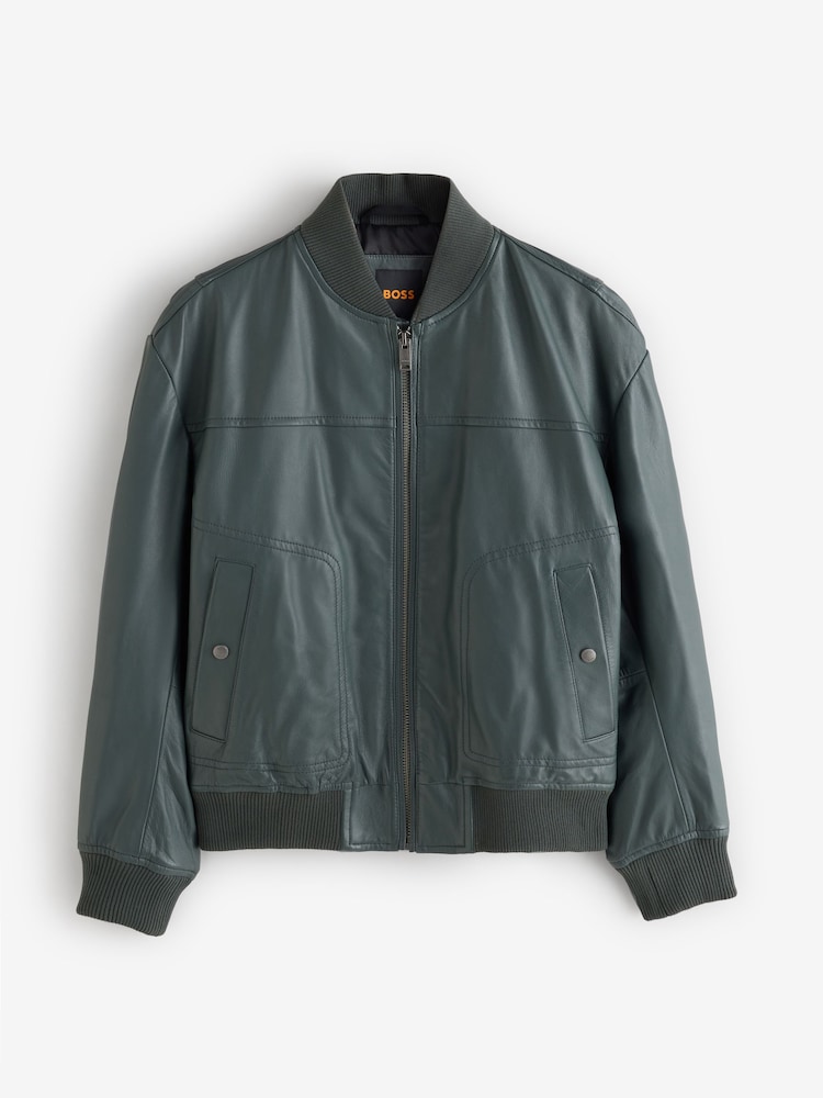 BOSS Green Jokans Bomber Leather Jacket - Image 1 of 2