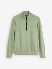 Verde - BOSS Kanobix Quarter Zip Logo Jumper - Imaginea 1 din 1