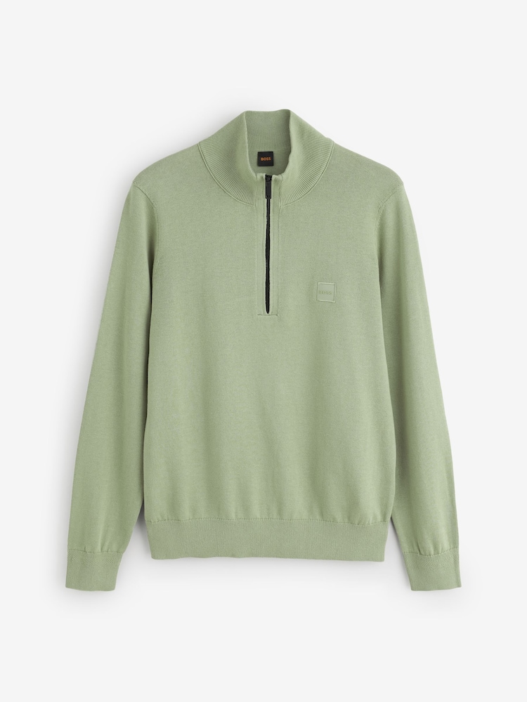 Verde - BOSS Kanobix Quarter Zip Logo Jumper - Imaginea 1 din 1