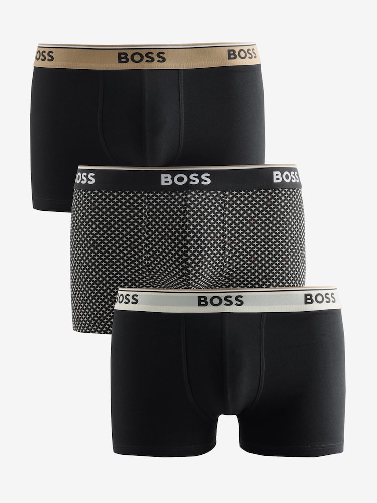 BOSS Natural Power Logo Trunk Boxers 3 Pack - Image 1 of 4 BOSS Natural Power Logo Trunk Boxers 3 Pack - Image 1 of 4
