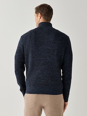 HUGO Navy Quarter Zip Logo Patch Jumper - Image 2 of 5