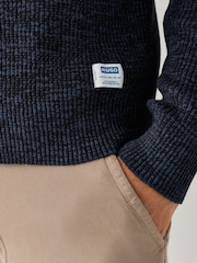 HUGO Navy Quarter Zip Logo Patch Jumper - Image 4 of 5