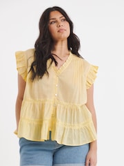 Simply Be Yellow Prairie Tiered Top - Image 1 of 4