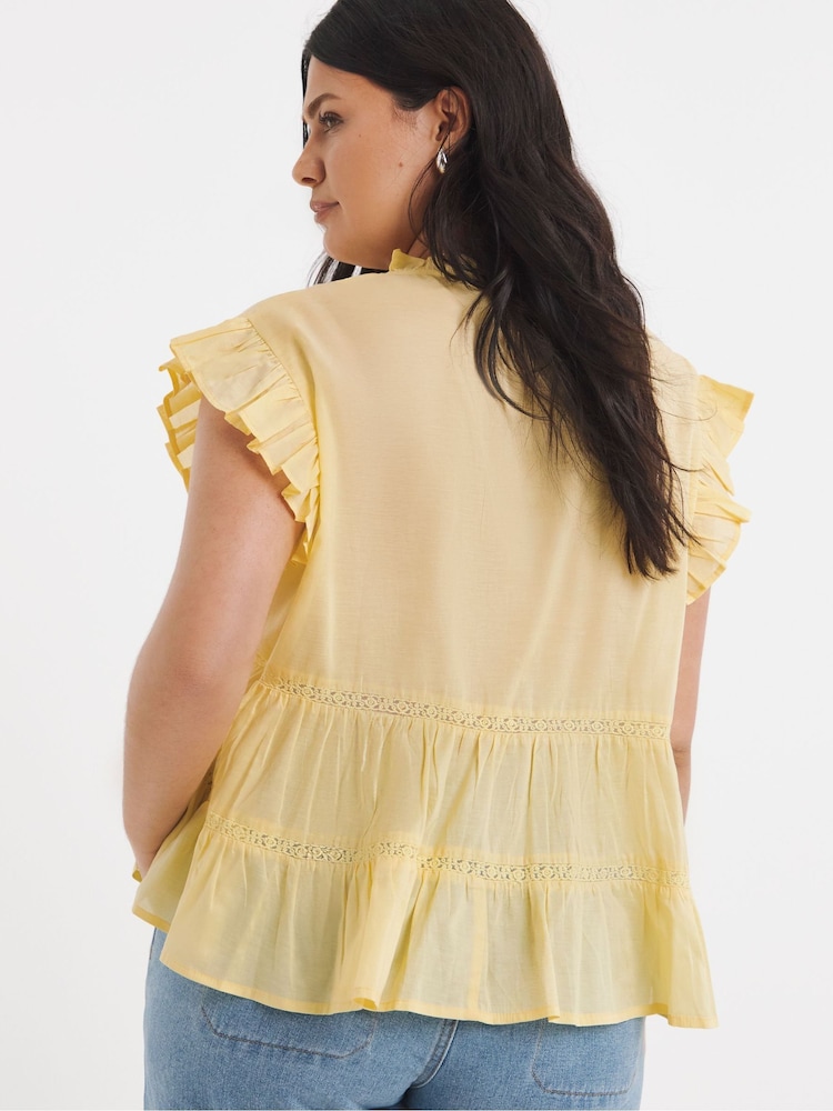 Simply Be Yellow Prairie Tiered Top - Image 2 of 4 Simply Be Yellow Prairie Tiered Top - Image 2 of 4