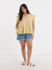 Simply Be Yellow Prairie Tiered Top - Image 3 of 4