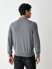 אפור - BOSS Lancione Logo Knitted Polo Shirt - תמונה 2 מתוך 4