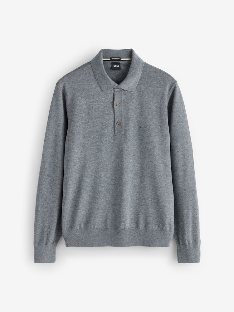אפור - BOSS Lancione Logo Knitted Polo Shirt - תמונה 4 מתוך 4 אפור - BOSS Lancione Logo Knitted Polo Shirt - תמונה 4 מתוך 4