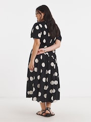 Simply Be Black Cap Sleeve Shirred Midi Dress - Image 2 of 4