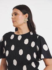 Simply Be Black Cap Sleeve Shirred Midi Dress - Image 4 of 4