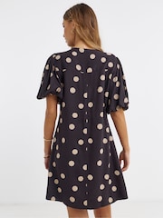 Simply Be Brown Printed Linen Button Up Shift Dress - Image 2 of 4