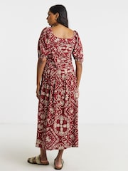 Simply Be Brown Crinkle Drop Waist Midi Dress - Image 2 of 4