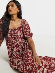 Simply Be Brown Crinkle Drop Waist Midi Dress - Image 3 of 4