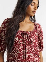 Simply Be Brown Crinkle Drop Waist Midi Dress - Image 4 of 4