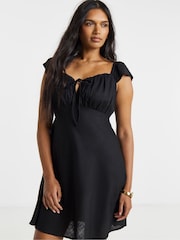 Simply Be Black Linen Tea Dress - Image 3 of 4