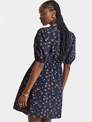 Simply Be Blue Waist Detail Skater Dress With Ribbon Trim - Image 2 of 4