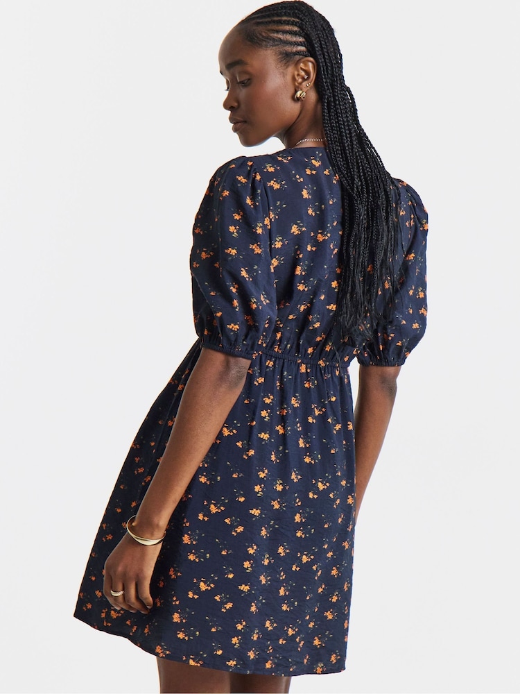 Simply Be Blue Waist Detail Skater Dress With Ribbon Trim - Image 2 of 4