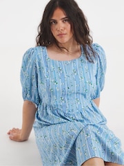 Simply Be Blue Stripe Historic Detail Midi Dress - Image 3 of 3